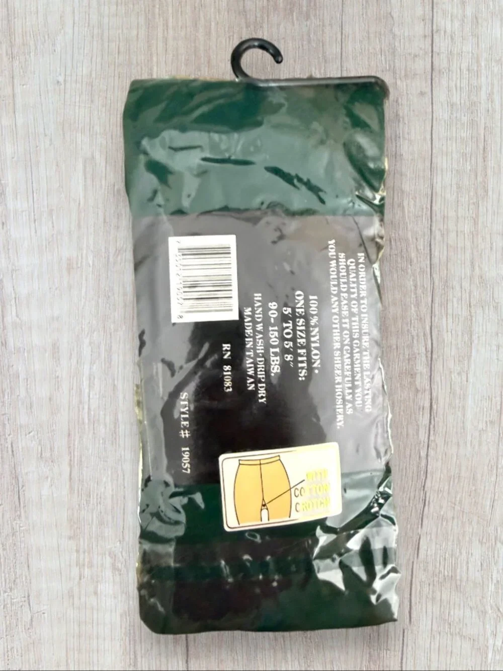 Vintage Saché Opaque Footed Tights Dark Green One Size NOS Cotton Crotch 90-150